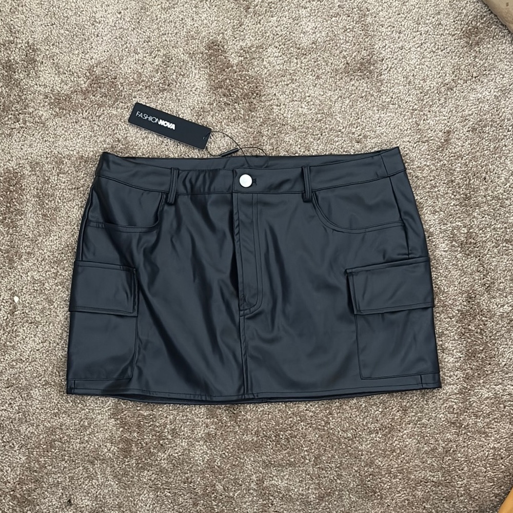 Fashion Nova Black Faux Leather Skirt